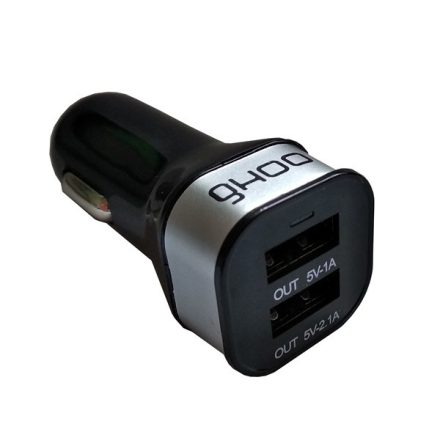 Ghoo autós töltő adapter 2USB,  5V/3,1A,  fekete