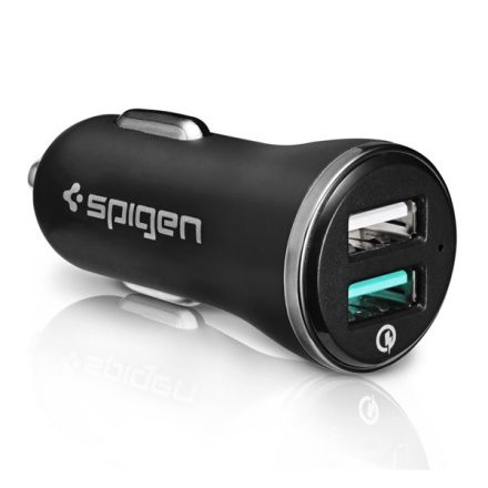 Spigen Essential F27QC Quick Charge 3.0 autós töltő adapter, 2XUSB, fekete