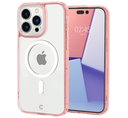 Cyrill by Spigen Apple iPhone 14 Pro Shine MagSafe tok, Rose Glitter + 2db tempered glass fólia