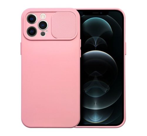 Slide Apple iPhone 12 Pro, kameravédős szilikon tok, rózsaszín